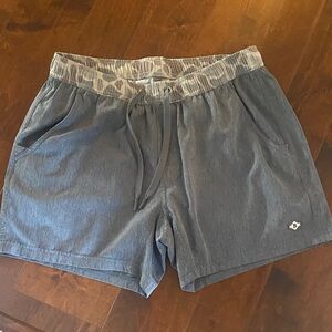 BURLEBO Men's Athletic Shorts in Blue with Gray Waistband